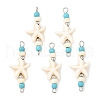 Dyed Synthetic Turquoise Starfish Rondelle Round Beaded Connector Charms PALLOY-JF04015-02-1