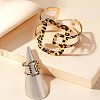 Rectangle Alloy Leopard Print Cuff Bangles & Cuff Rings Sets WGBC924-01-4