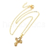 Alloy Crystal Rhinestone Religion Cross Pendant Necklaces for Women Men NJEW-C089-03G-2