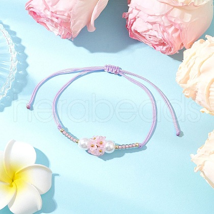Adjustable Nylon Cord Braided Beads Bracelets BJEW-MZ00170-04-1