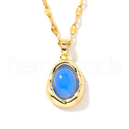 Elegant Oval Brass Pendant Necklaces SC8993-1-1