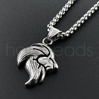 Fashionable Stainless Steel Lion Head Pendant Necklaces for Men OD7847-1