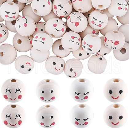 Gorgecraft 100Pcs 4 Styles Wood European Beads WOOD-GF0002-25-1