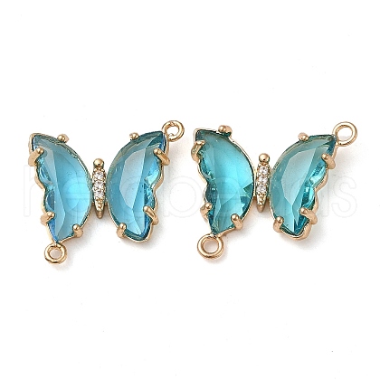 Brass Pave Faceted Glass Connector Charms X-FIND-Z020-04U-1