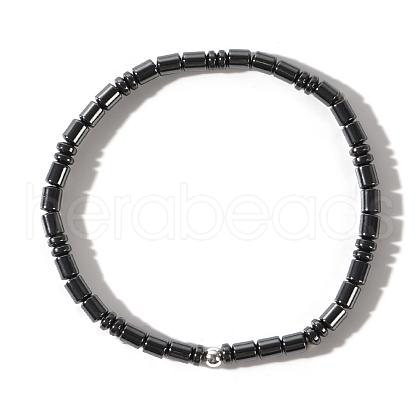 Stylish Column Non-Magnetic Synthetic Hematite Beads Stretch Bracelets for Men NU9626-1