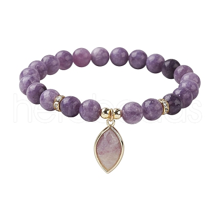 Natural Lilac Jade Stretch Bracelets BJEW-JB10092-04-1
