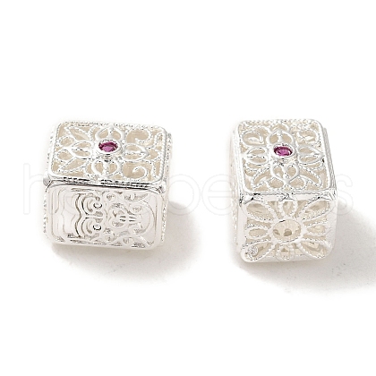 Rack Plating Brass Pave Clear Cubic Zirconia Beads KK-M285-22S-1