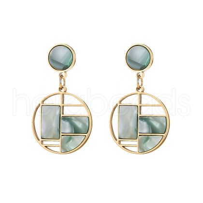 Stainless Steel with Natural Turquoise Earrings for Women GK9952-1-1