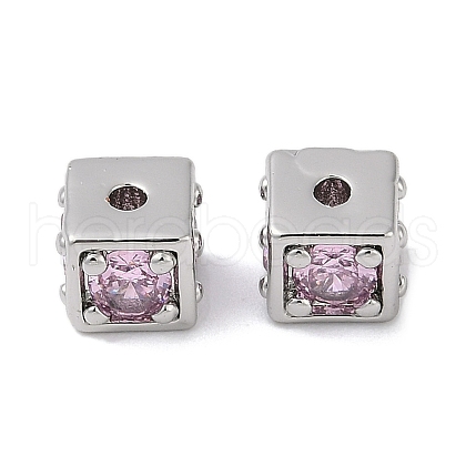 Brass Cubic Zirconia Beads KK-Q030-14B-P-1