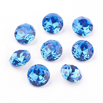 Pointed Back & Back Plated Glass Rhinestone Cabochons X-RGLA-J012-8mm-206-1