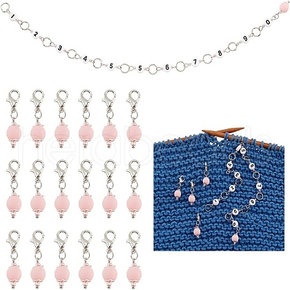 BENECREAT 1Pc Acrylic Number Bead Knitting Row Counter Chains HJEW-BC0001-34B-1