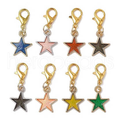 Star Alloy Enamel Pendants Decorations HJEW-JM01070-1
