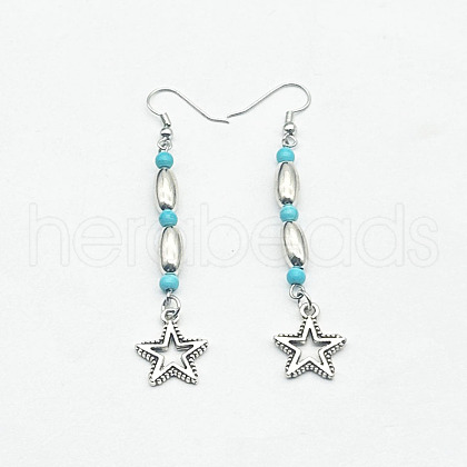 Bohemian Zinc Alloy Synthetic Turquoise Dangle Earrings LQ8241-1-1