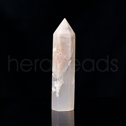 Natural Cherry Blossom Agate Pointed Prism Bar Home Display Decoration G-PW0007-101F-1