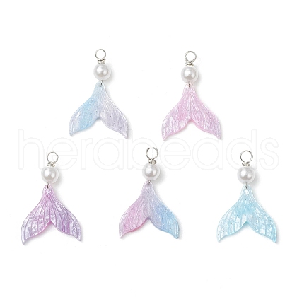 Resin Mermaid Fishtail Pendants PALLOY-JF03796-1