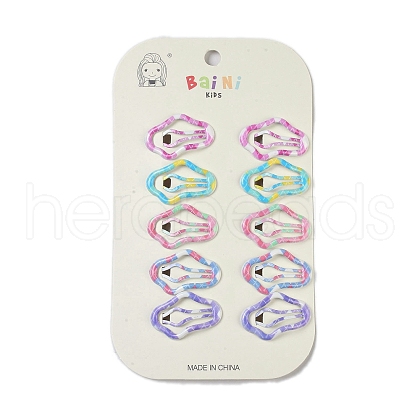 10Pcs 5 Colors Tartan Pattern Epoxy Resin Snap Hair Clip PHAR-P009-01J-1