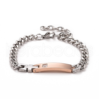 Crystal Rhinestone Rectangle & Cross Link Bracelet STAS-E160-30RGP-01-1