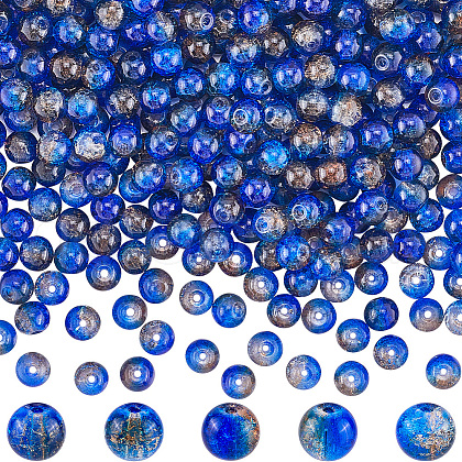 SOFPLATE 3 Strands Two-Tone Crackle Baking Painted Transparent Glass Beads Strands CCG-SP0001-01B-1