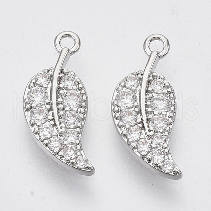 Brass Micro Pave Clear Cubic Zirconia Pendants ZIRC-T011-12P-NF-1