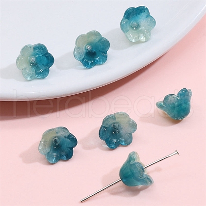 10Pcs Gradient Color Transparent Glass Bead Caps PW-WG464DA-16-1