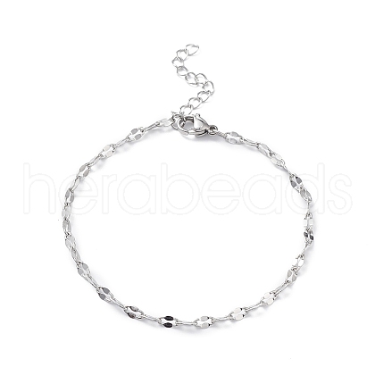 Non-Tarnish 304 Stainless Steel Dapped Link Chain Bracelets for Men Women STAS-B039-06P-1