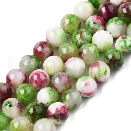 Natural Dyed White Jade Gemstone Bead Strands G-R271-6mm-XP03-1