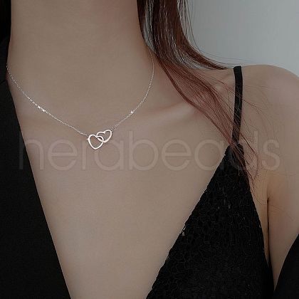 Fashionable and Versatile Alloy Love Heart Pendant Necklace for Daily Wear and Pairing UJ9732-2-1