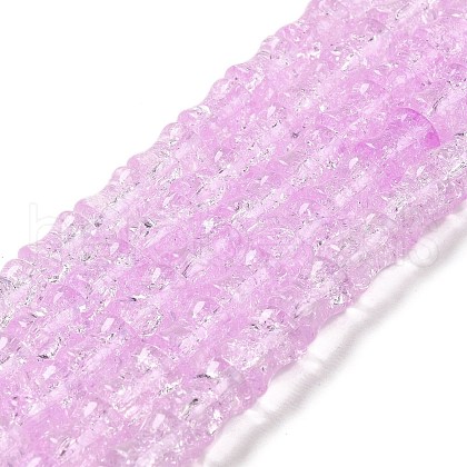 Transparent Crackle Glass Beads Strands GLAA-D025-01J-1