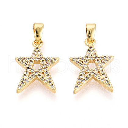 Brass Micro Pave Cubic Zirconia Pendants KK-N257-63G-1