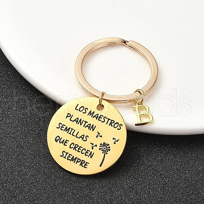 201 Stainless Steel & Brass Letter Keychain KEYC-YW00095-02-1