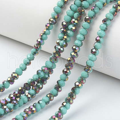 Electroplate Opaque Glass Beads Strands EGLA-A034-P8mm-R17-1
