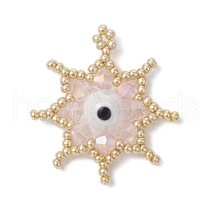 Glass Seed Beaded Star Pendants PALLOY-MZ00624-01-1