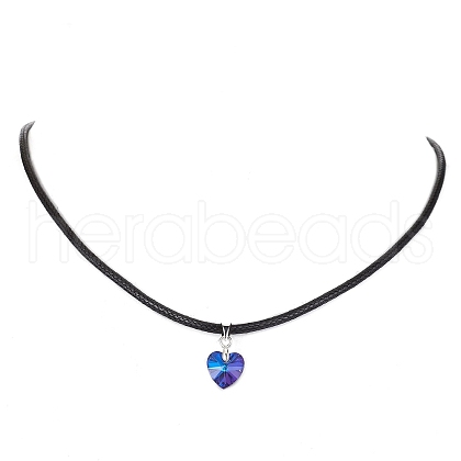 Glass Heart Pendant Necklaces NJEW-JN04476-02-1