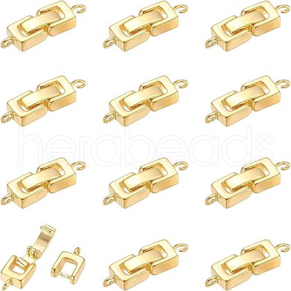Brass Fold Over Clasps KK-FH0001-11G-RS-1