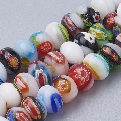 Handmade Millefiori Lampwork Beads Strands LAMP-T005-27-1