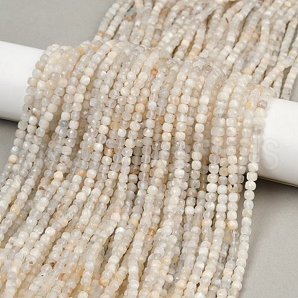 Natural White Moonstone Beads Strands G-RM2025-C40-C-1