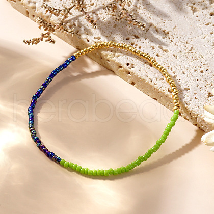Colorful Glass Seed Round Beaded Stretch Bracelets for Women JM5364-8-1