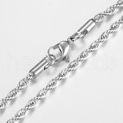 201 Stainless Steel Rope Chain Necklaces NJEW-R245-20A-1