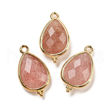 Natural Strawberry Quartz Faceted Pendants G-M431-15G-11-1