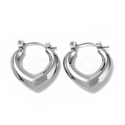 Non-Tarnish 304 Stainless Steel Hollow Teardrop Hoop Earrings for Women STAS-B034-14P-1