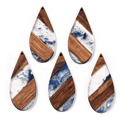 Transparent Resin & Walnut Wood Big Pendants RESI-ZX017-68-1