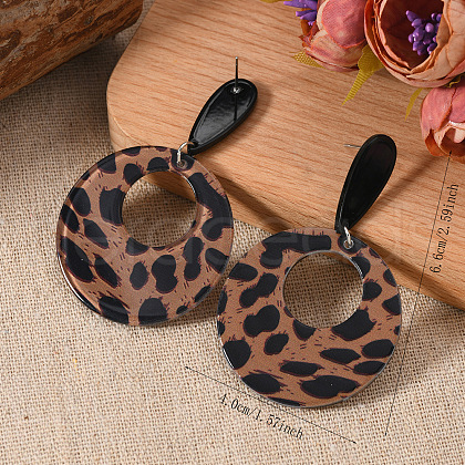 Stylish Acrylic Leopard Print Dangle Stud Earrings XX3345-2-1