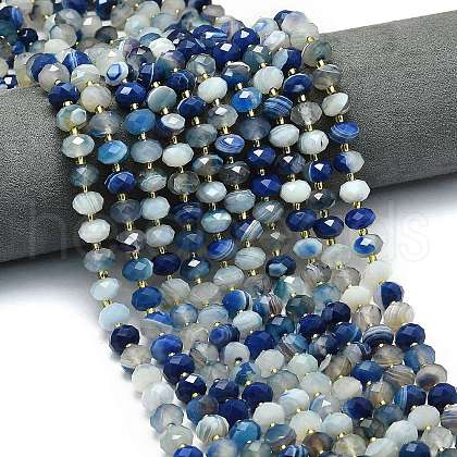Natural Banded Agate Beads Strands G-P573-A10-01-1