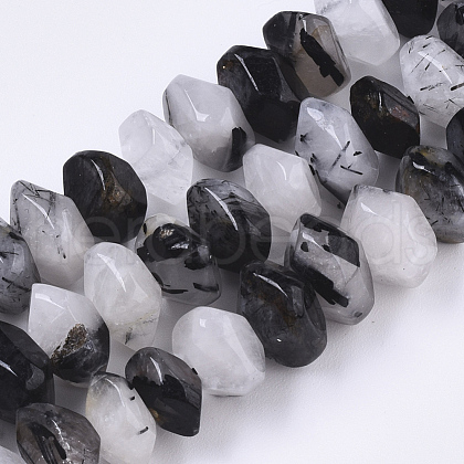 Natural Black Rutilated Quartz Beads Strands G-R462-11-1