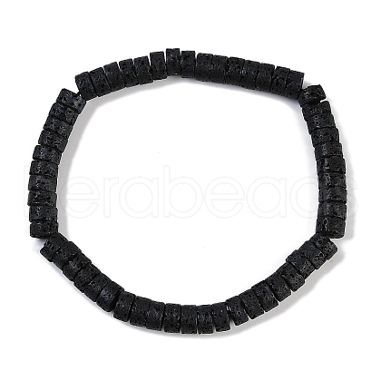 Natural Lava Rock Beaded Stretch Bracelets for Men Women BJEW-G727-01A-1