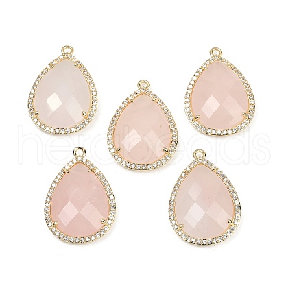 Natural Rose Quartz Faceted Pendants G-K347-12G-08-1