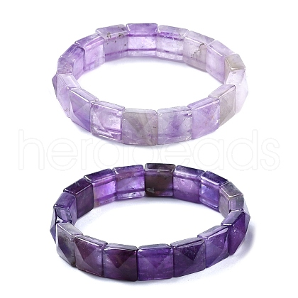 Natural Amethyst Beads Stretch Bracelets for Women Men BJEW-C097-06Z-1