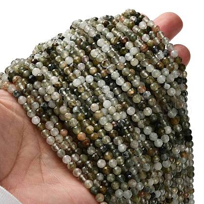 Natural Green Rutilated Quartz Beads Strands G-RM2025-A14-4mm-1