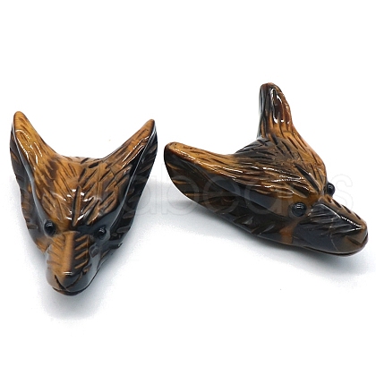 Natural Tiger Eye Carved Healing Wolf Head Figurines PW-WG25599-06-1