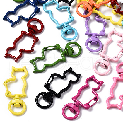 Spray Painted Eco-Friendly Alloy Swivel Snap Hooks Clasps PALLOY-T080-16-NR-1